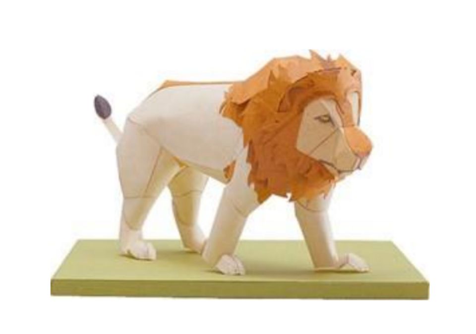 figura de papel 3d de leon